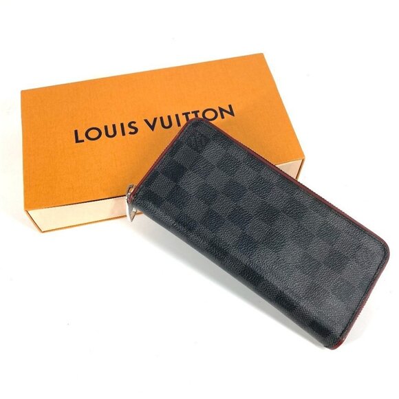 LOUIS VUITTON Damier Graphite Zippy Wallet Zip Around Wallet Black/Red - Picture 15 of 16